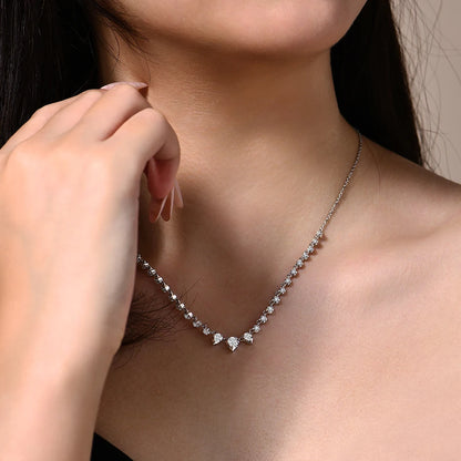 ATTAGEMS 2.04CTW Moissanite Necklaces for Women S925 Silver 18K White Gold Plated D VVS1 Diamond Pendant With Chain Jewelry Gift