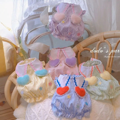 Summer Pet Dog Cat Clothes for Small Dogs Cats Bubble Puppy Princess Striped Dress Cats Kitten Rabbit Clothing Pet Supplies