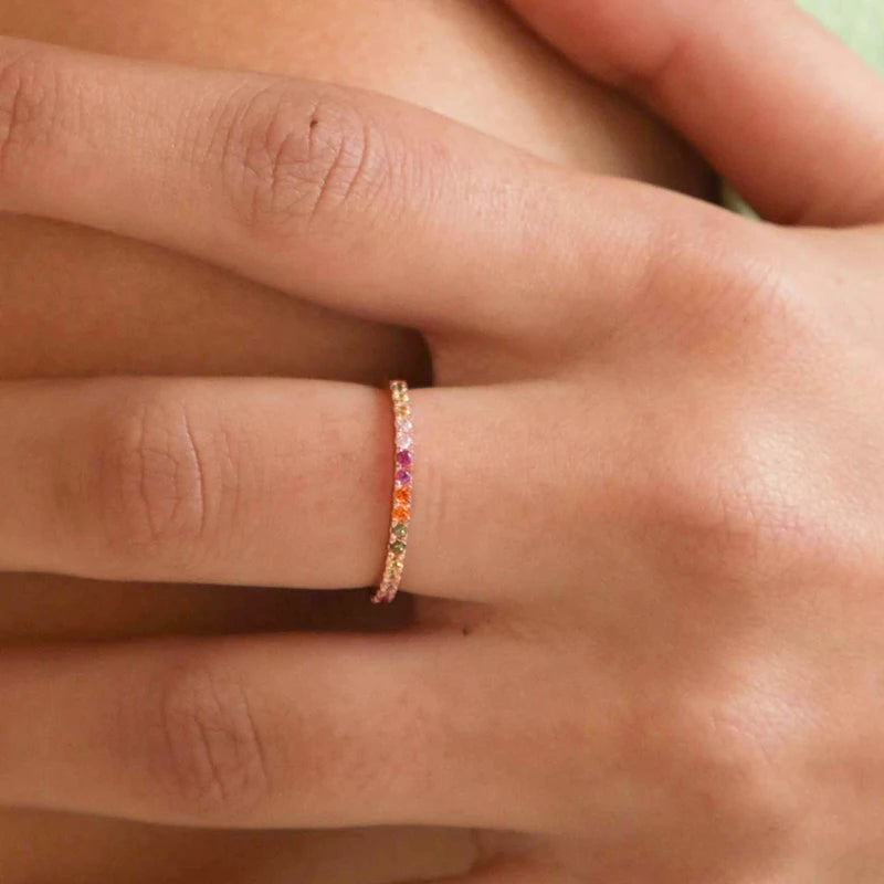24K Gold Plated Colorful Crystal Gold Rings Turquoise Engagement Wedding Anniversary Ring Light Luxury Fashion Jewelry Gifts A40