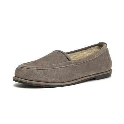 Winter Shoes Women's 2026 New Wool One-piece Women's Loafers Low Heel Fashion Casual One-Foot Slip-on Warm Ladies Shoes