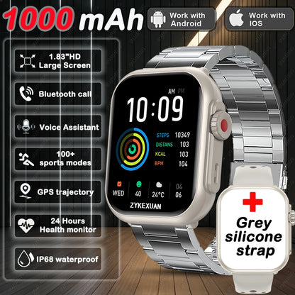 2026 New 1000 mAh Smart Watch Men Women 1.85“HD AMOLED GPS track Full Touch Screen IP68 Waterproof Bluetooth Call SmartWatch Man