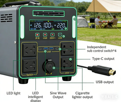 6000W Portable Power Station For Outdoor Camping And Home 5500WH Lifepo4 Battery Solar Generator Emergency Supply