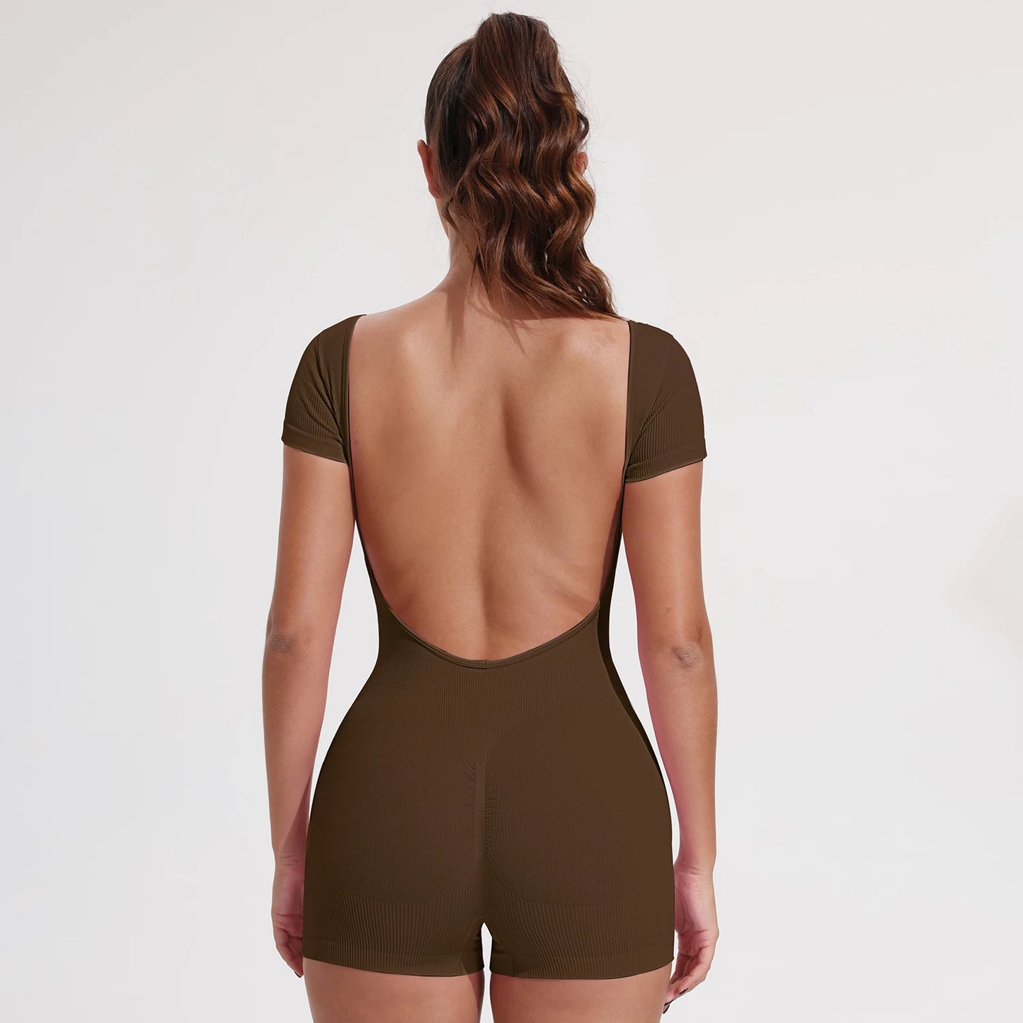 Summer Sexy Backless Sports Overalls Women Gym Rompers Sportswear Breathable Bodysuits One-Piece Suit Short Yoga Jumpsuits