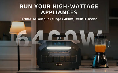 IEE 3200W Solar Generator P3200, 2048Wh Portable Power Station, LiFePO4 Battery, 0-80% in 45 Minutes Charging, APP, 16 Ports, Portable Power Station for Camping/Motorhomes/Emergency Power