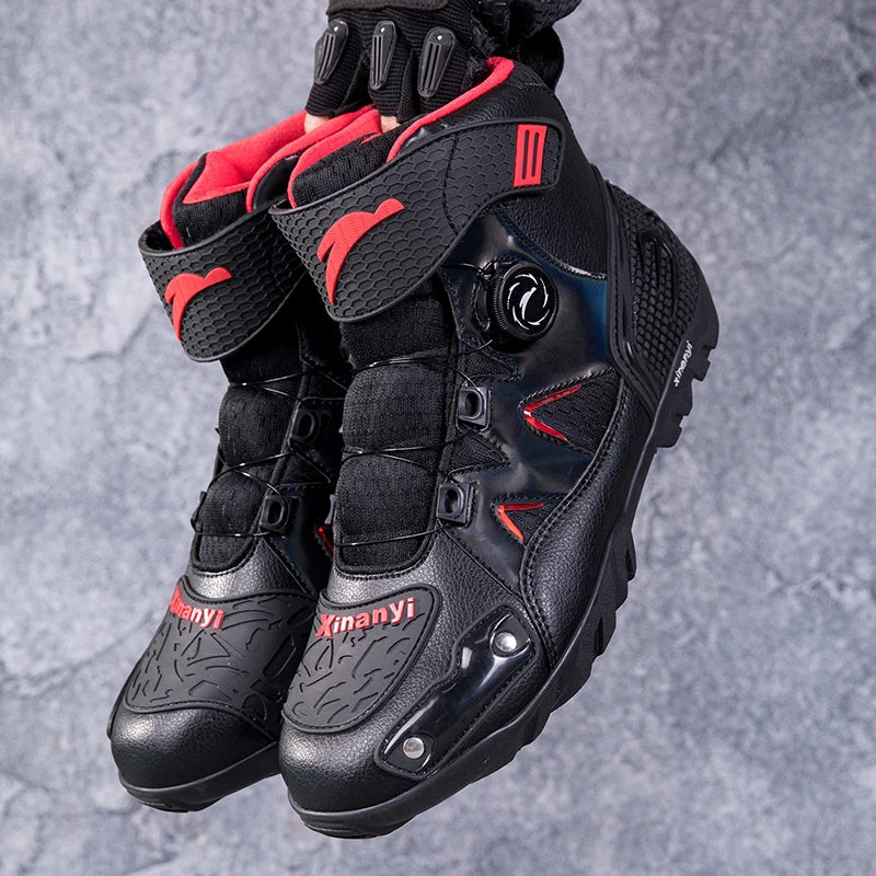 New Motorcycle Boots Men Breathable Anti Slip Wear-resistant Motos Ankle Length Shoes Motocross Motorcycle Riders Boot QK999