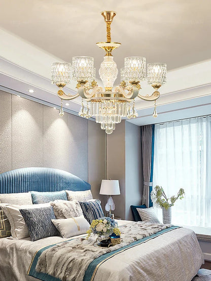 European Luxury Crystal Chandeliers LED Lights For Hotel Villa Lobby Living Dining Room French Romantic Home Decor Hanging Lamps