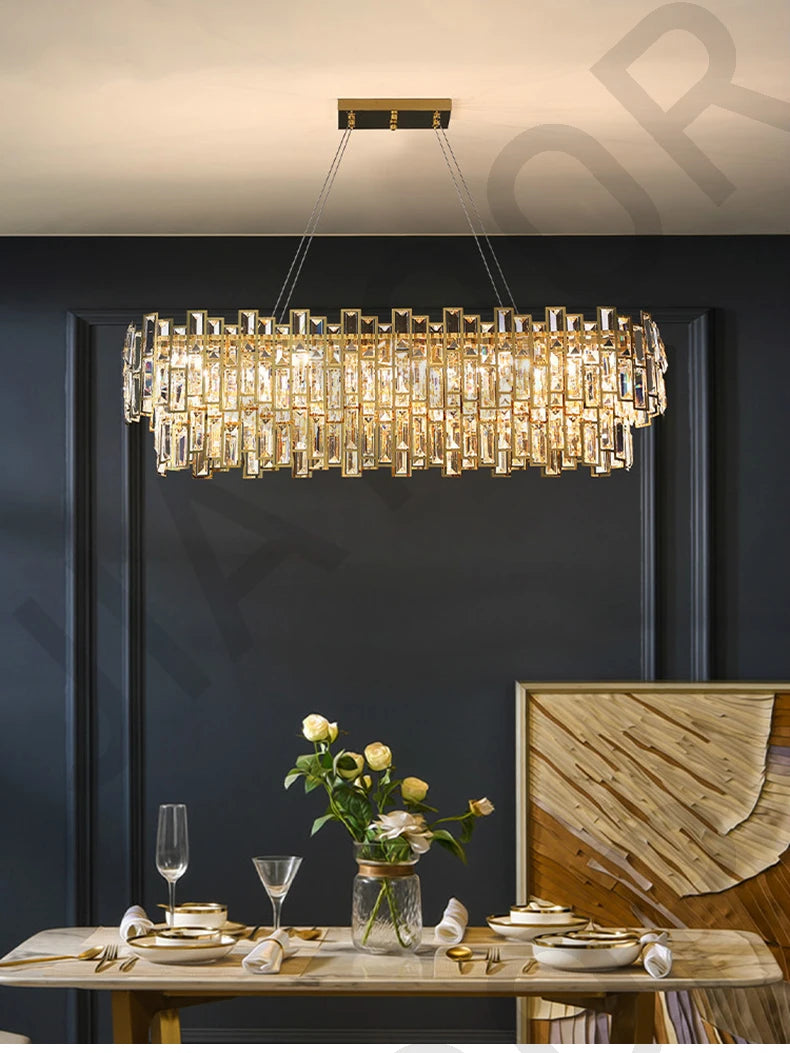 Luxury Dining Living Room Chandelier Modern Round Ceiling Pendant Lights Interior Decoration Golde Crystal Led Ceiling Light