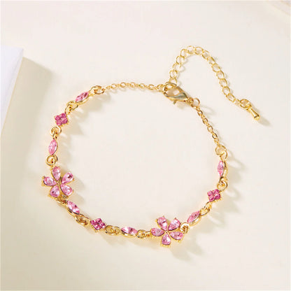 Elegant Crystal Flowers Bracelets For Women Girls Y2K Sweet Sparkling Zircon Floral Plant Chain Bracelet Luxury Wedding Jewelry
