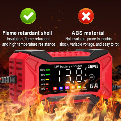 Intelligent Car Battery Charger Full Automatic Smart Battery Charging Fast Power Charging Pulse Repair Tools  Digital LCD Display For SUV Motorcycle Truck RV
