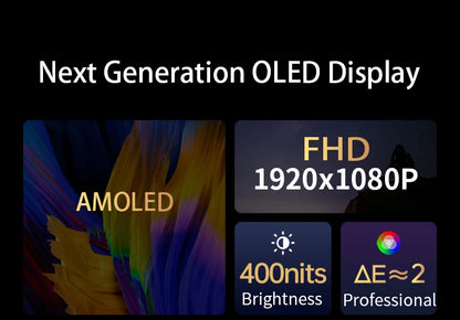 13.3'' AMOLED Portable Monitor OLED Screen 100%DCI-P3 One Cable USB-C Travelling Display On The Go for Office Laptop Mac Windows