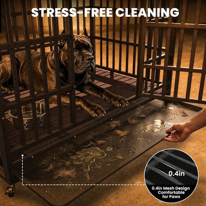 48 Inch Heavy Duty Strong Metal Dog Crate,Indestructible Escape Proof Kennel For High Anxiety Large Dogs, Custom