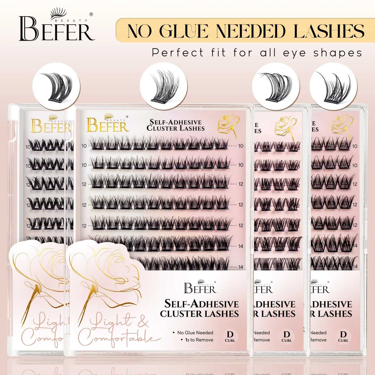 Befer Self-Adhesive Lash Clusters No-Glue Manga Eyelashes 120 Pcs Clusters Lashes Natural Makeup Fluffy False Eyelashes Supplier