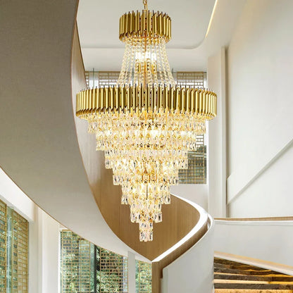 Luxury Crystal Chandeliers Home Villa Duplex  Attic Living Room Lighting Loft Decoration Indoor Pendant Lights Fixtures