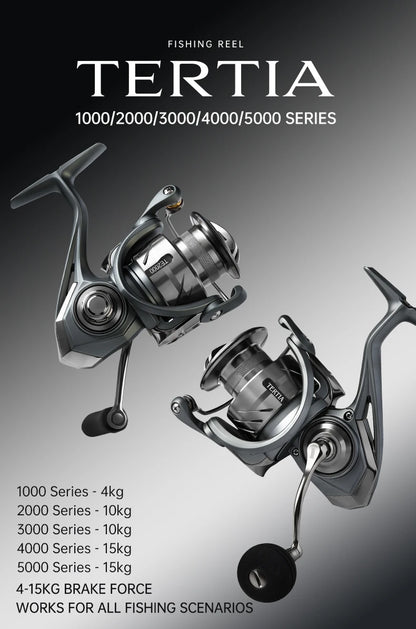 Kingdom TERTIA Spinning Fishing Reel Ultra-Long Casting 1000-5000 Max Drag 15KG 8+1 BB 5.2:1 Freshwater Saltwater Fishing