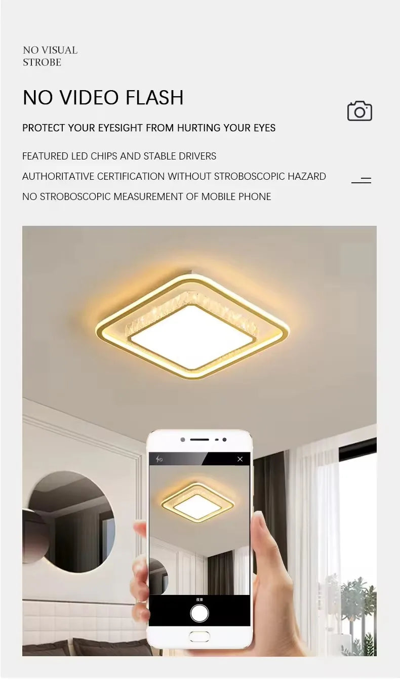 Luxury Living Room Lights Lustre Home Decoration LED Ceiling Lamp Modern Square Acrylic Gold Hall Bedroom Dining Room Fixtures