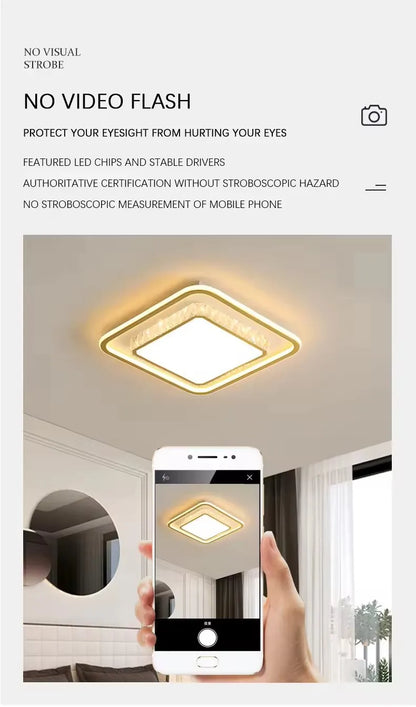Luxury Living Room Lights Lustre Home Decoration LED Ceiling Lamp Modern Square Acrylic Gold Hall Bedroom Dining Room Fixtures