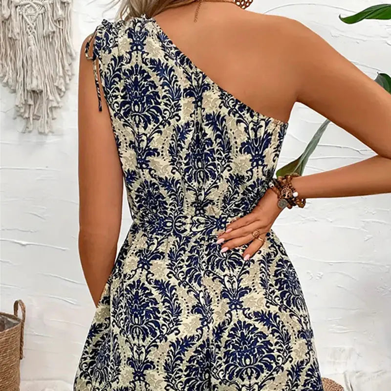 Women's V Neck Short Sleeve Jumpsuit Plant Print bohemian Summer Casual Comfortable Daily Wear for Picnic Parties Outings