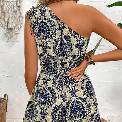 Women's V Neck Short Sleeve Jumpsuit Plant Print bohemian Summer Casual Comfortable Daily Wear for Picnic Parties Outings