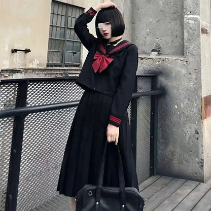 2026 School Girl Embroidery Uniform Long Sleeve Top Japanese Class Sailor School Clothes For Students Anime Cos For Women S-xl