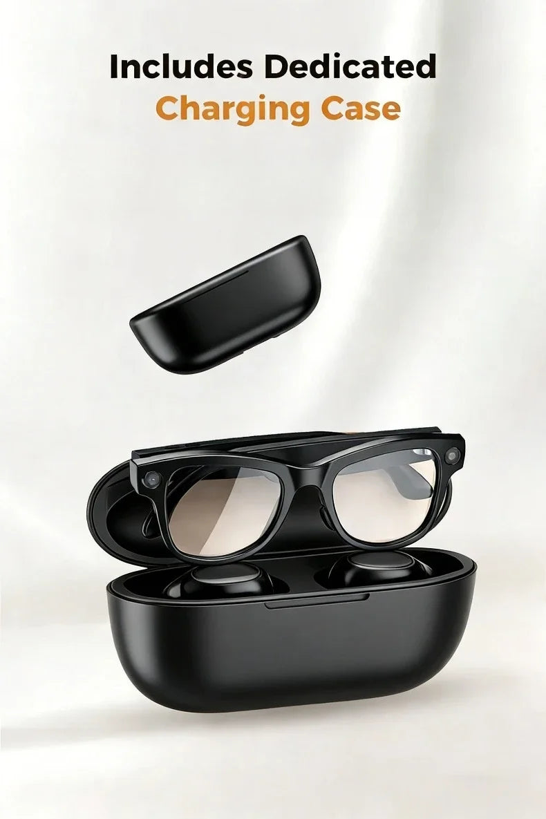 M02 Smart Sunglasses AI Translation 100+ Languages 8MP Camera Bluetooth Music Call Smart Glasses with Charging Box
