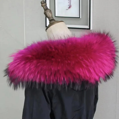 2025 Winter Raccoon Fur Collar Women Men Luxury Natural Fur Hood Trim Decors For Coat Jacket  Genuine Real Fur Shawls Scarves