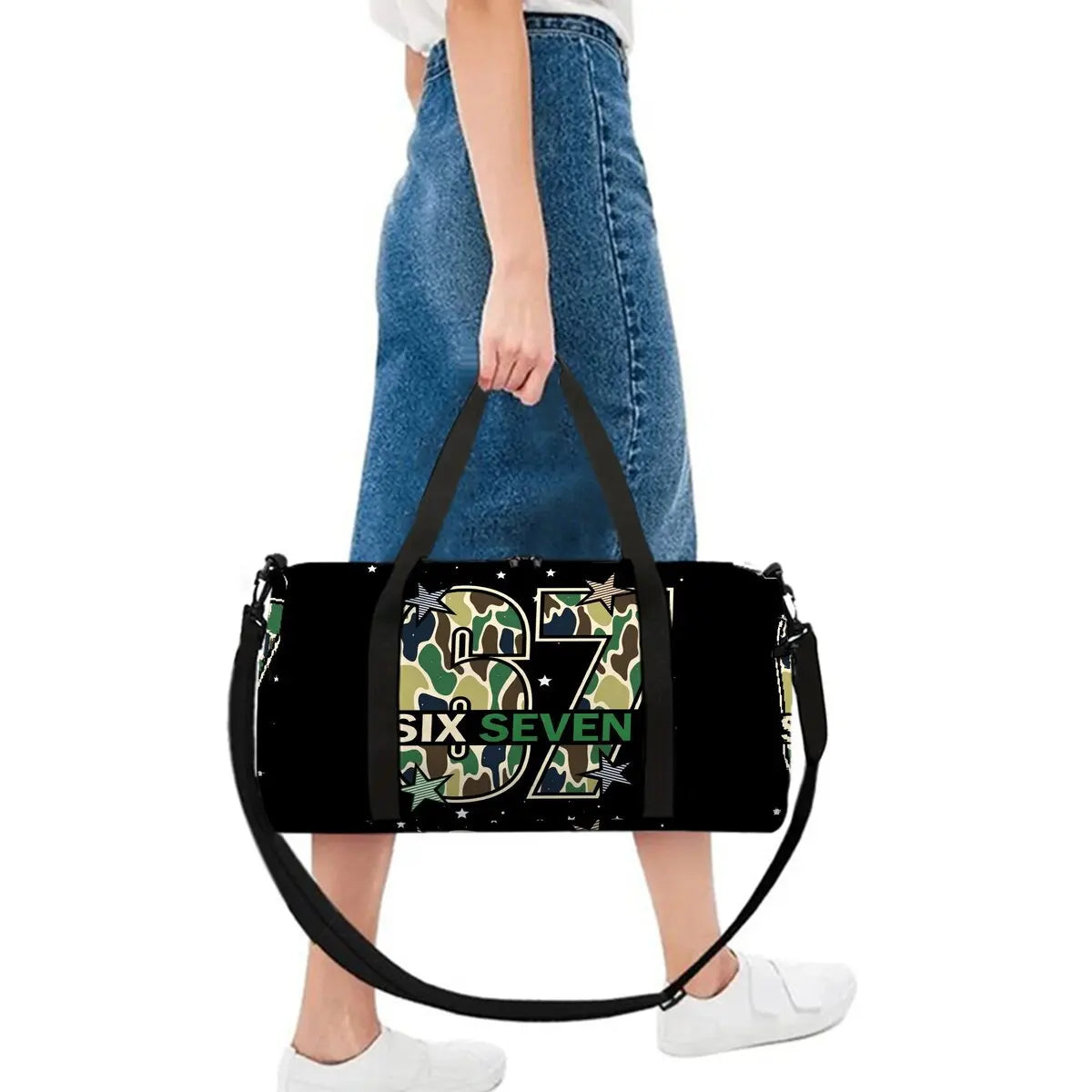 Classic Popular Funny Novelty 67 six seven 3D Printed Travel Bags Barrel Shape Crossbody Bag Outdoor Sports Bags Gym Yoga Bag