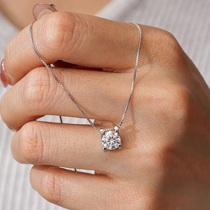 Moissanite Diamond Bull Head Square Pendant Necklace Real 925 Sterling Silver Fine Jewelry Gift for Women