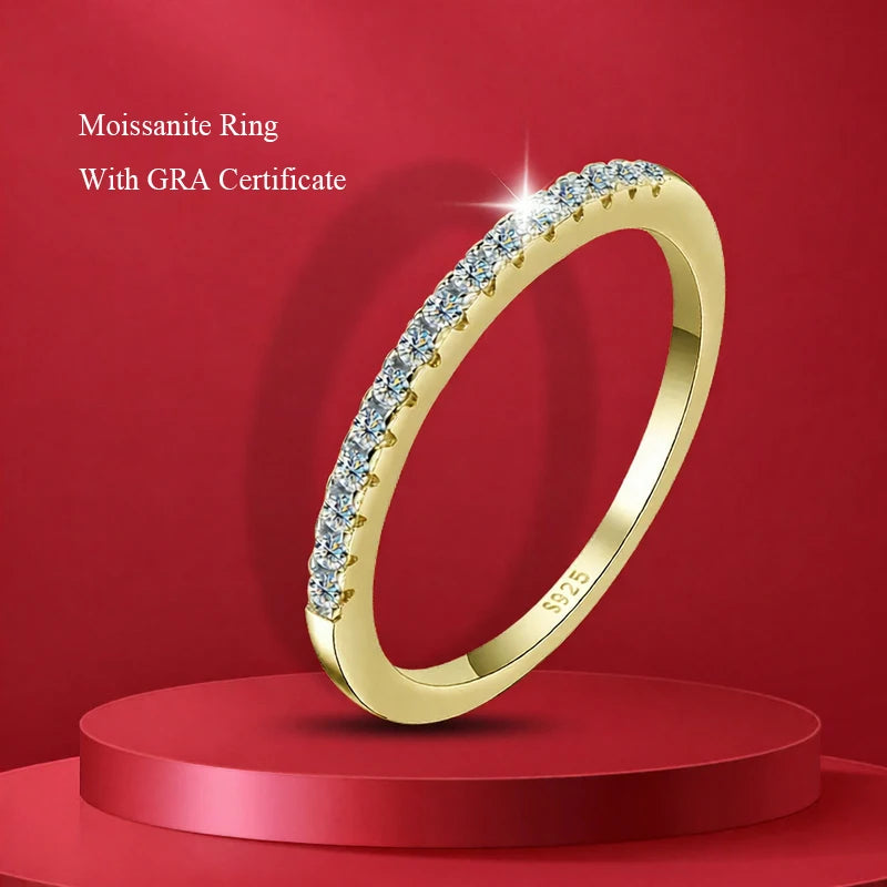 Moissanite Ring 100% Pass Diamond Tester Pen Matching Wedding Diamond Band for Women 925 Sterling Silver Female Single Tail Ring
