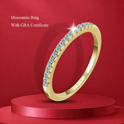 Moissanite Ring 100% Pass Diamond Tester Pen Matching Wedding Diamond Band for Women 925 Sterling Silver Female Single Tail Ring