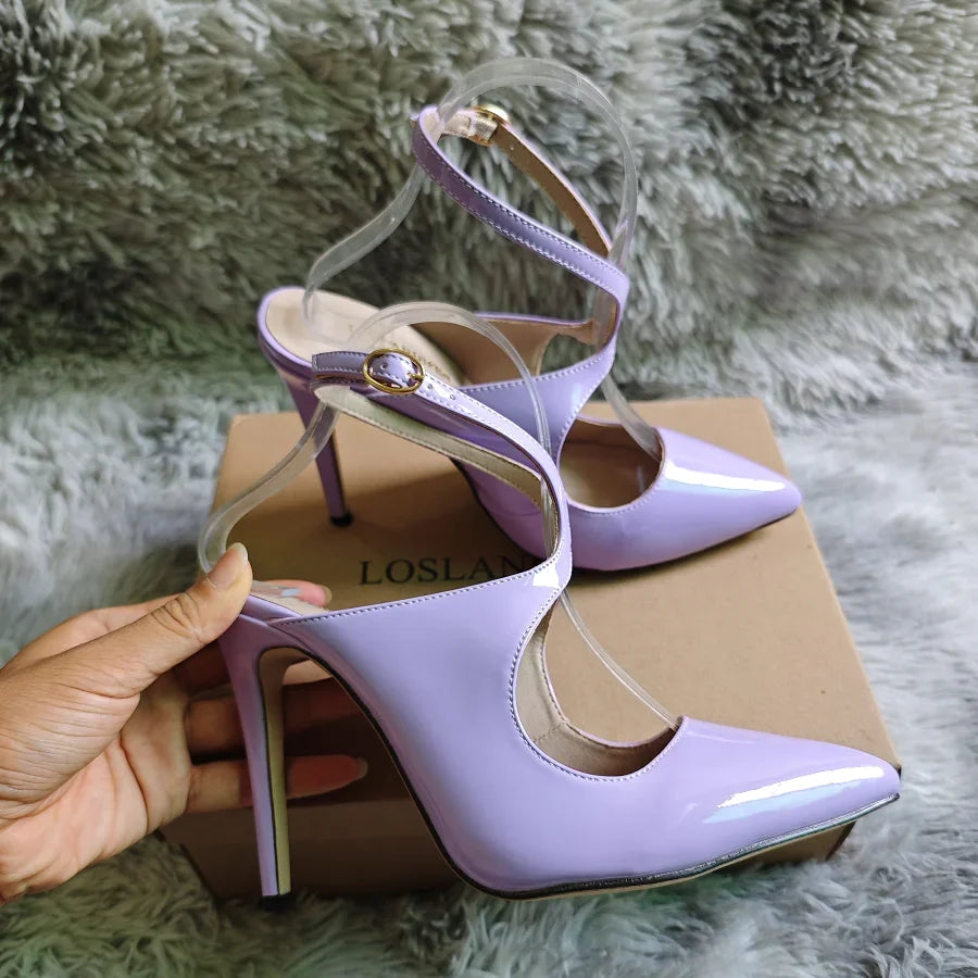 Women Sandals Hollow Jazz Dance Sexy Pumps 11cm Pointed Toe High Heels Ankle Strap Stilettos Nighclub Party Dress Wedding Shoes