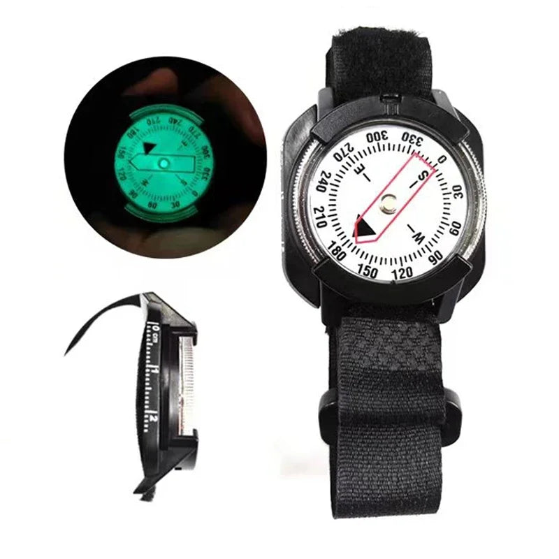 Ultra-Portable Diving Compass Scuba Diving Precise Navigation Compass Wristband Compass Luminous Dial with Wrist Strap Travel