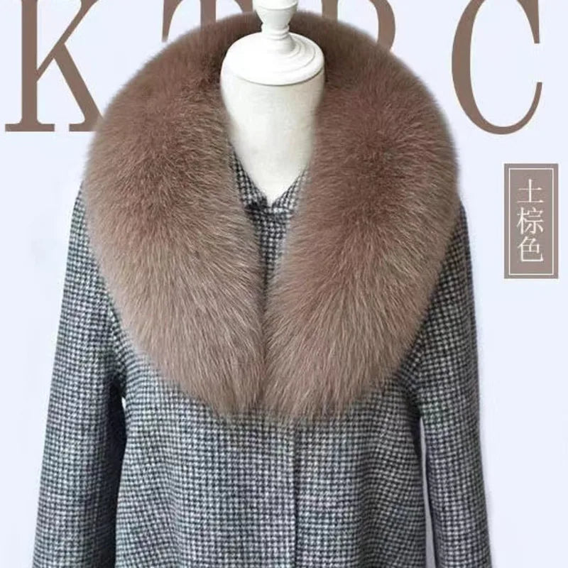 Winter Real Fox Fur Collar Woman Furry Natural Raccoon Fur Scarf Shawls Luxury Neck Warmer Wraps For Coat Fur Scarves Large Size