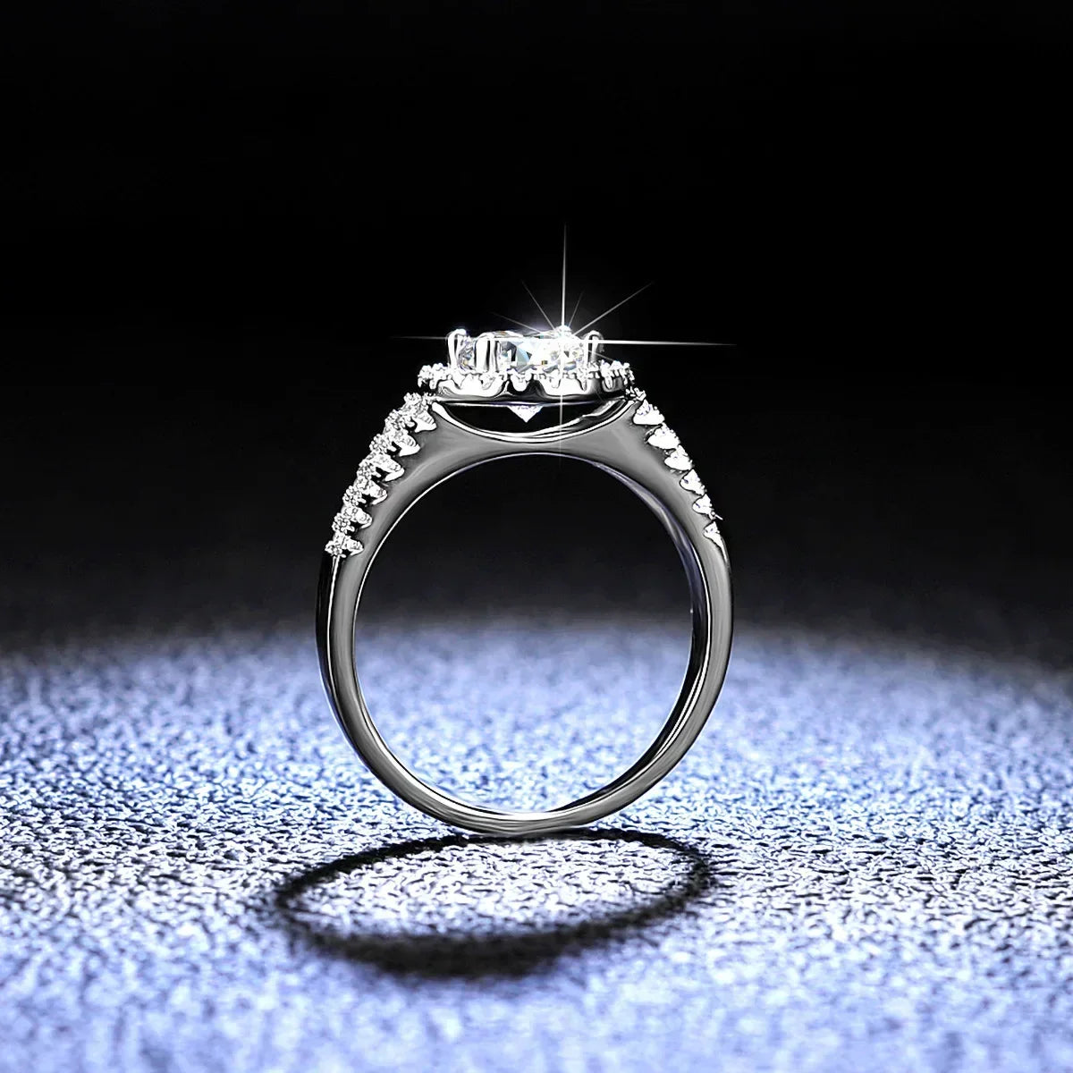 White Gold Platinum PT950 Ring for Women with 1 Carat Moissanite - Diamond Set, Fashionable Choice