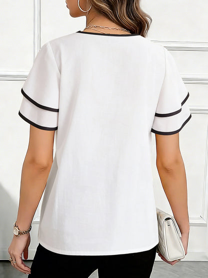 Temperament Loose Woman Shirt Fashion Casual Blouse Elegant short Sleeve Woman Shirt Holiday Weekend Top