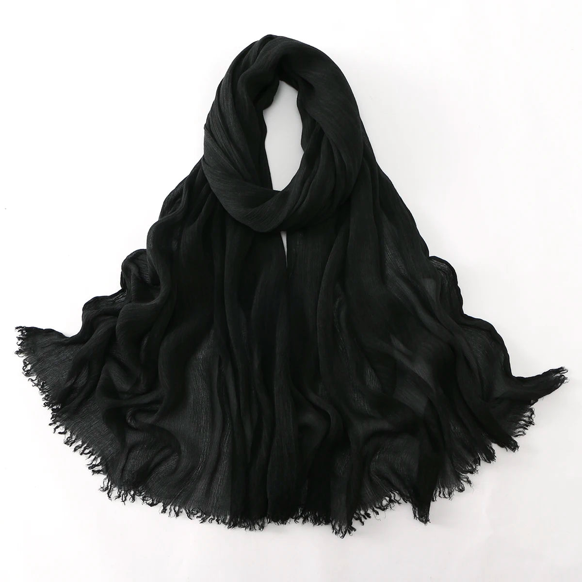 Women Crinkle Modal Rayon Hijab Muslim Scarf Shawls Solid Color Headband Femme Breathable Headwrap Turban Ramanda 180*70cm