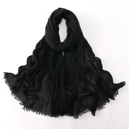 Women Crinkle Modal Rayon Hijab Muslim Scarf Shawls Solid Color Headband Femme Breathable Headwrap Turban Ramanda 180*70cm