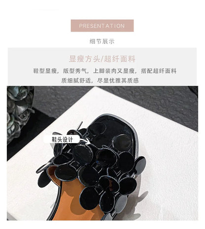 Luxury Floral Petal Flat Sandals Women 2025 Casual Slides Open Toe Sandalias Mujer Flipflops Home Slippers Femme Pantuflas Shoes