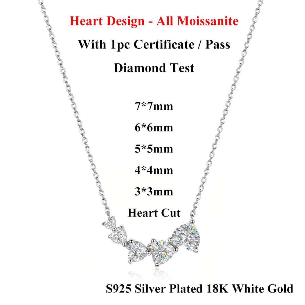 EWYA Floral Cluster Scatter Station Moissanite Necklace S925 Silver V‑Curve Smile Stackable Collarbone Neck Chain Women Gift
