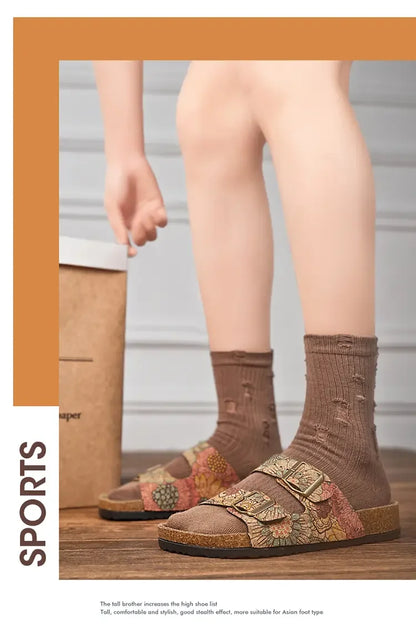 Women Sandals with Memory Foam Footwear Slides for Women with Cork Footbed Flip Flops for Women with Double Straps Sandals