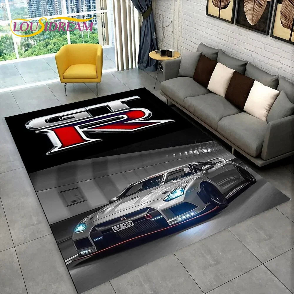 GTR Racing Car N-Nissan Logo 3D Carpet Rug for Home Living Room Bedroom Sofa Motorcycle Doormat Decor,kid  Area Rug Floor Mat