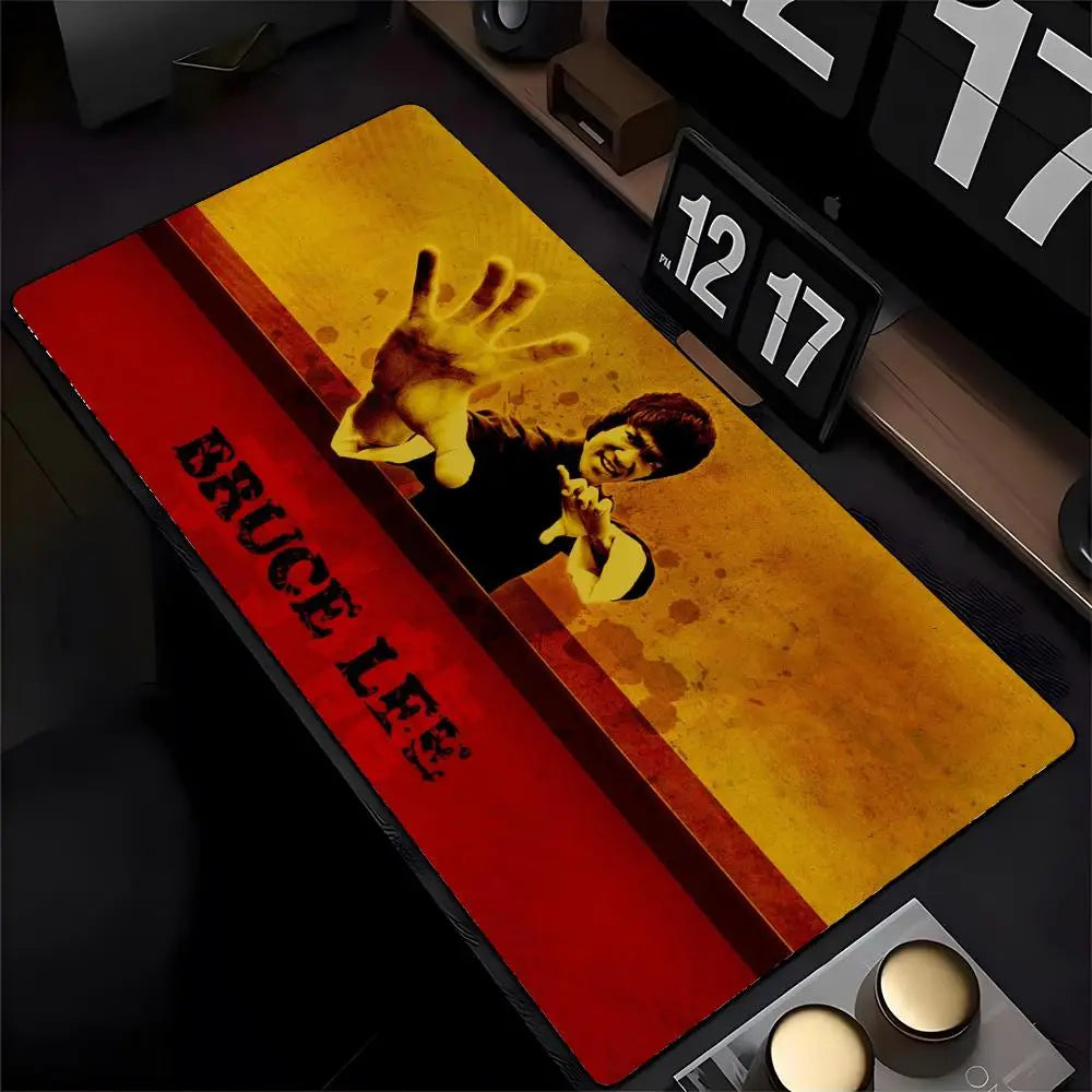 B-Bruce L-Lee Li Xiaolong K-Kung F-Fu Mouse Pad Mousepad HD Printing Computer Gamers Locking Edge Non-slip Mouse Pad XXL90x40cm