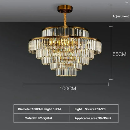Modern Luxury Crystal Chandelier Gold Ceiling Pendant Lights for Living Room Chandeliers Villa Kitchen Decoration Round Lamp