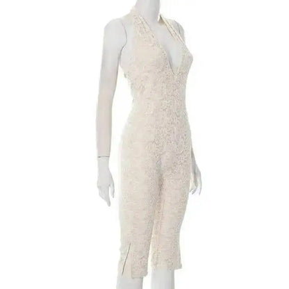 Avrilyaan Lace Seven-Point Long Pants Bodycon Sexy Party Deep V Playsuits Women Rompers Womens Jumpsuit 2025 Summer Overalls