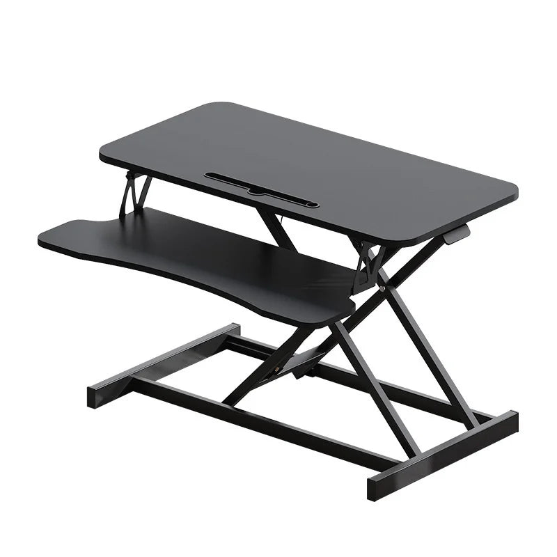 32" Modern Height Adjustable Desk Converter, Sit Stand Dual Monitor & Laptop Workstation with Wide Keyboard Tray, Eco-Friendly