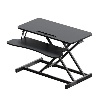32" Modern Height Adjustable Desk Converter, Sit Stand Dual Monitor & Laptop Workstation with Wide Keyboard Tray, Eco-Friendly