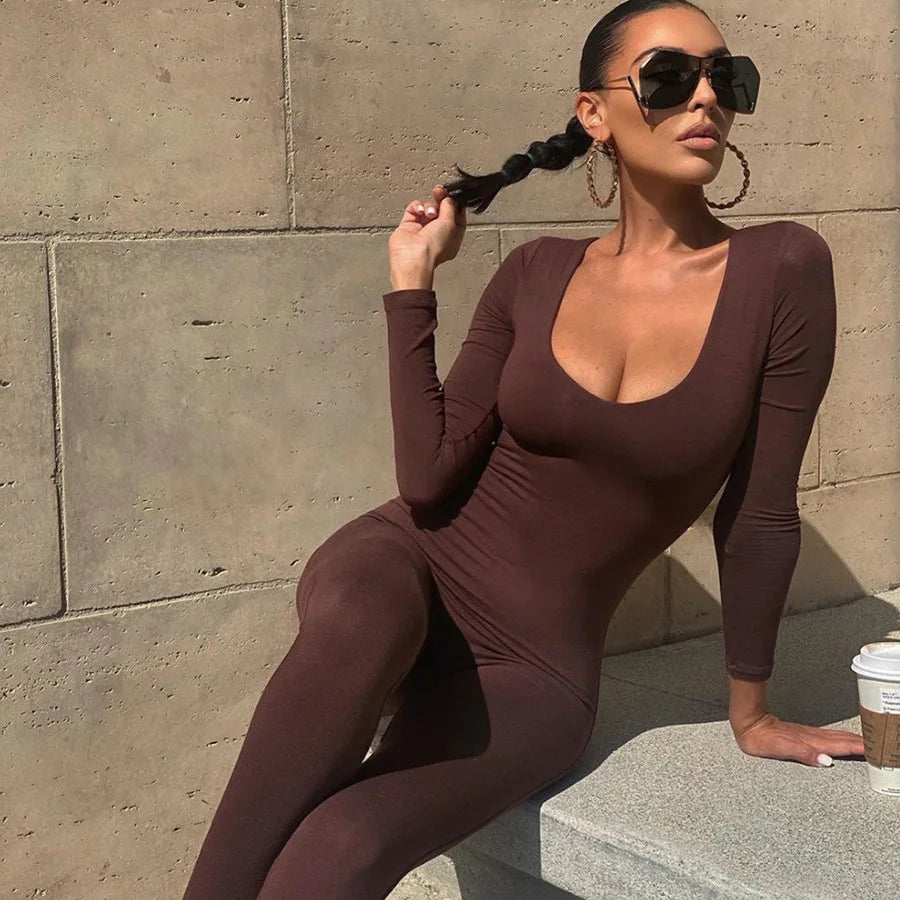2000s Sexy Vintage Elegant style Women High Street Autumn emo Long Sleeve Bodycon Streetwear Jumpsuit Overall One Piece Outfits