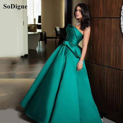 SoDigne Elegant Evening Dresses Chic Pleated Strapless Sleeveless Party Dress Backless A-Line Prom Gowns Princess Customized