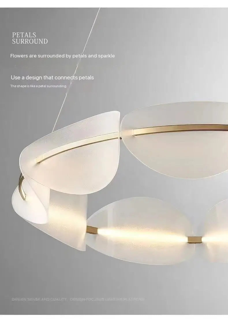 Nordic Leaf Chandelier Modern Acrylic Ring Light Living Dining Room Lighting Decor Home Bedroom Kitchen Hanging Lights Luminaire