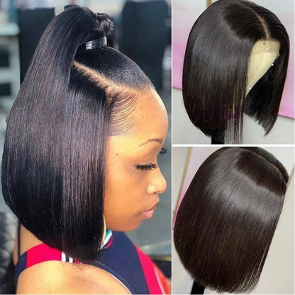 2026 new Bone Straight Short Bob Wigs Glueless Human Hair Wigs Transparent Lace Frontal Wig for Women Pre Plucked