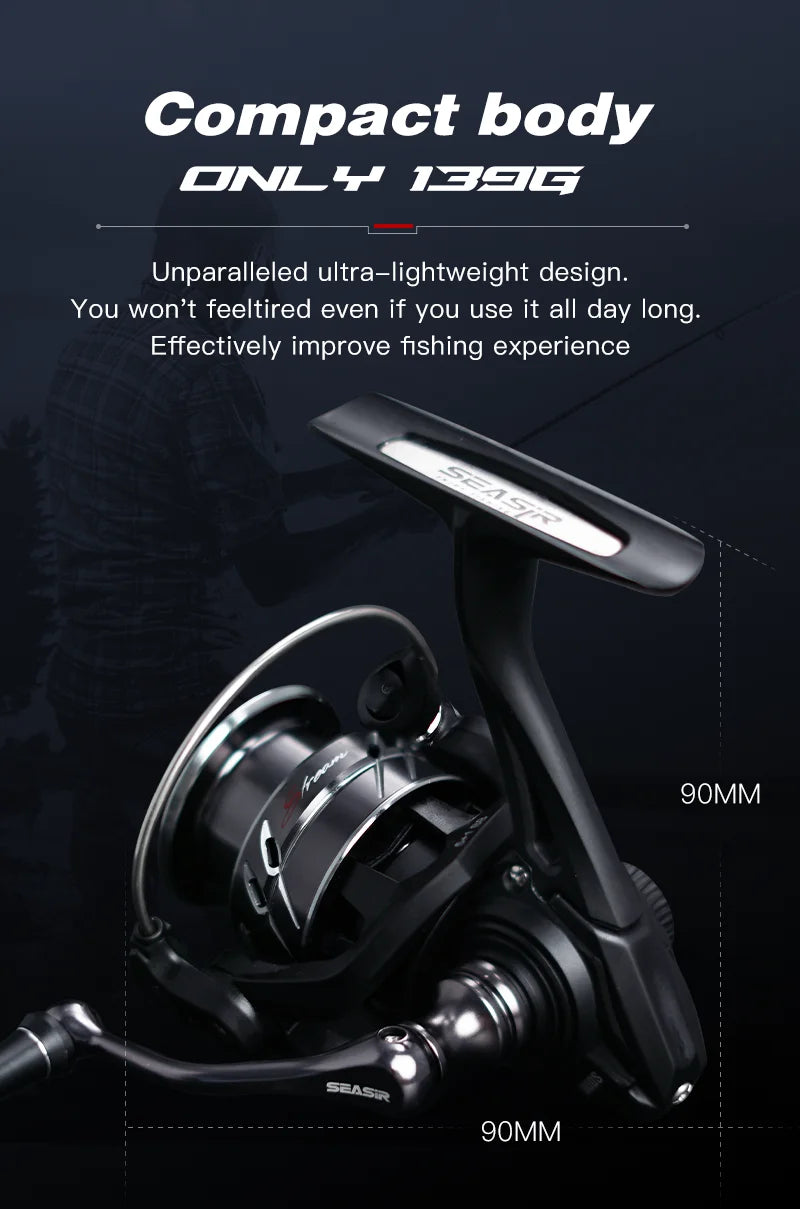 SEASIR Stream Spinning Reel 139g Ultralight Carbon Washers Max Drag 6Kg 5+1BB 5.4:1 Gear Ratio Fishing Wheel